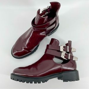 London Rag Burgundy Patent Ankle Boots 36M